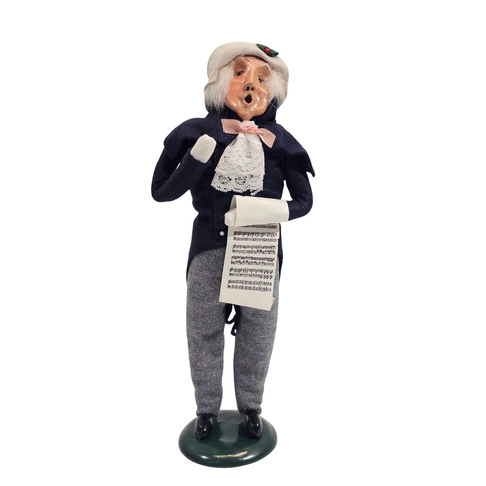 Byers Choice The Carolers 1988 Singing Man Christmas Figurine Blue Grey Vintage
